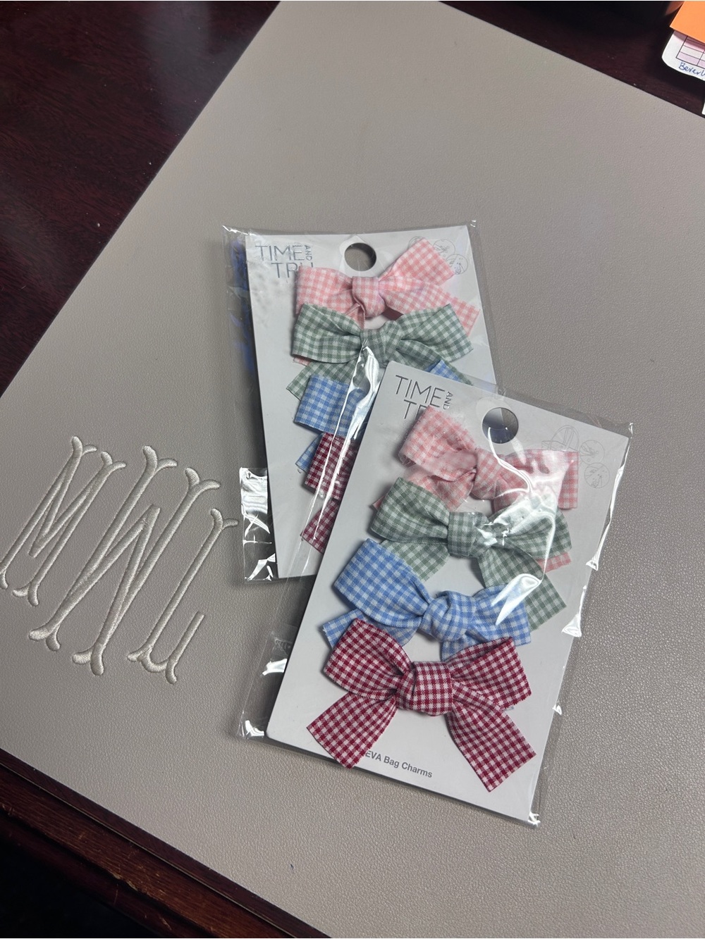Bag clips Gingham Bow Clips - Pink, Green, Blue, Red